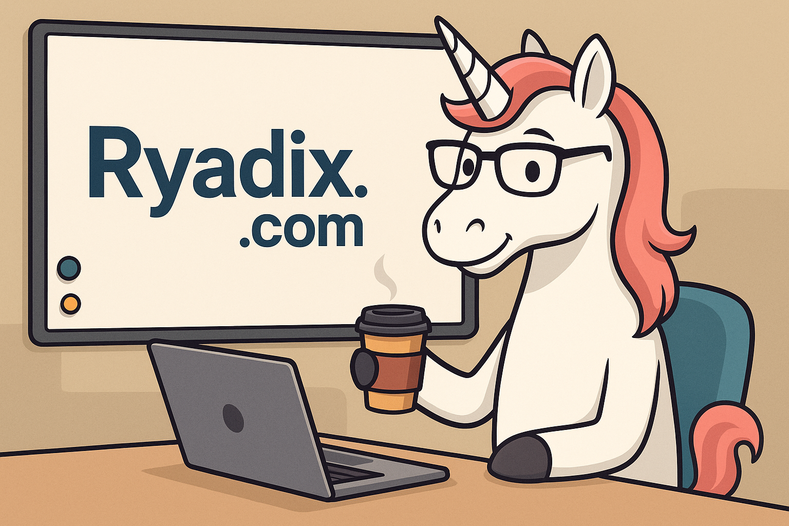 Ryadix.com Unicorn Startup Domain Pitch Illustration